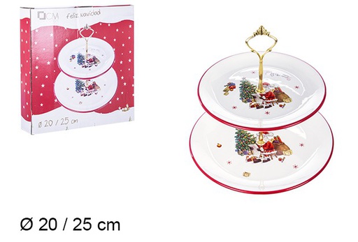[106407] Portafrutta natalizio in ceramica decorato con Babbo Natale 20/25 cm