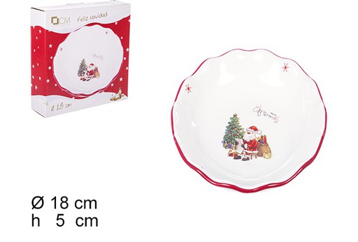 [106414] Assiette de Noël en céramique décorée du Père Noël 18 cm