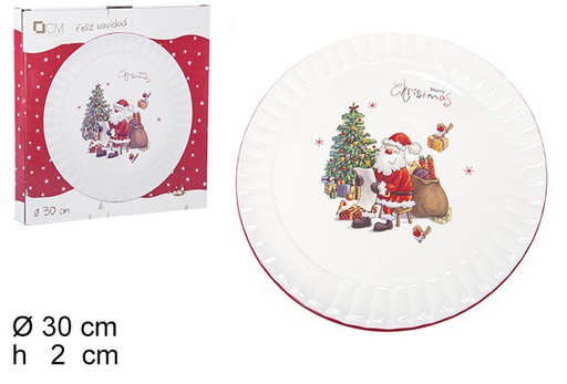 [106417] Christmas ceramic plate decorated with Santa Claus 30 cm