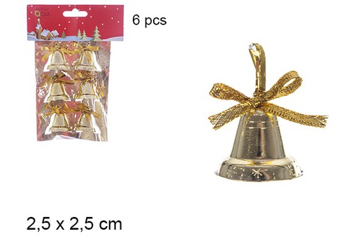 [106944] Pack 6 campane lisce oro 2,5 cm