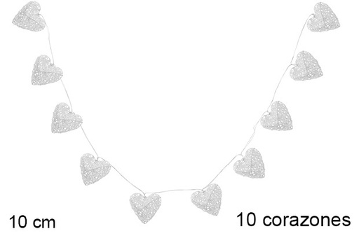 [107076] LED strip lights 10 hearts 2 AA 8 cm