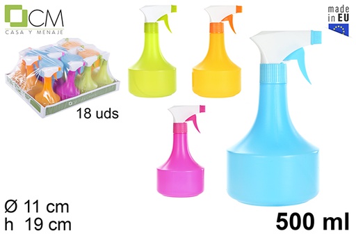 [102766] Bottiglia in plastica con spruzzatore colori assortiti 500 ml
