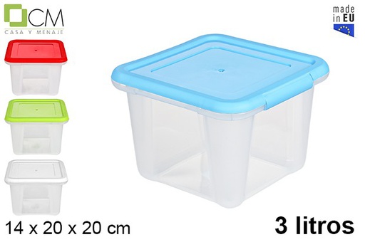 [102817] Contenitore per alimenti plastica quadrato colori asortiti 3 l.