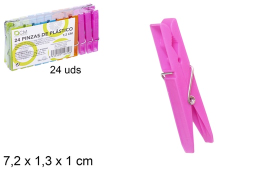 [104810] Pack 24 colored plastic clips 7,2 cm