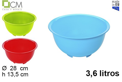 [103070] Plastic bowl assorted colors 3.6 l.