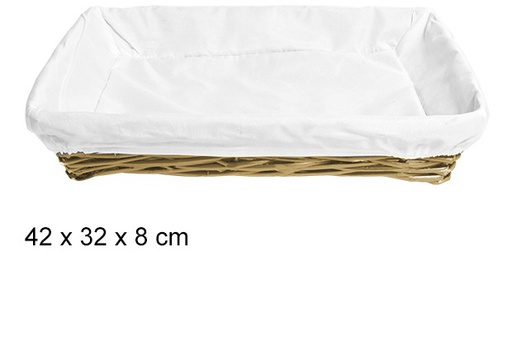 [107496] Cesta rectangular oro forrada 42x32 cm