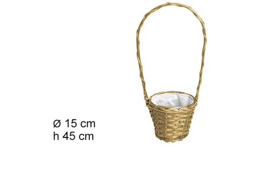 [107502] Panier de fleuriste rond doré Noël 15x45 cm