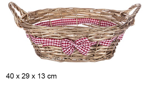 [107504] Christmas gold oval basket with bow 40x29 cm