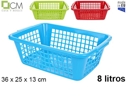 [102906] Cesta rejilla rectangular colores surtidos 8 l.