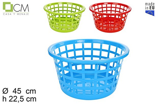 [103047] Panier à linge en plastique de couleurs assorties