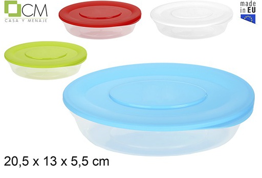 [102941] Oval lunch box with colored lid 20x13 cm