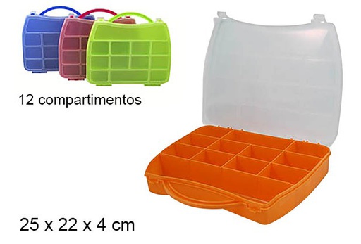 [105973] Boîte à outils en plastique 12 compartiments couleurs assorties
