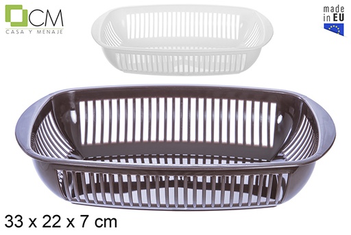 [107507] Brown/white rectangular basket 33x22 cm