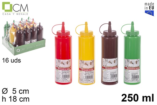 [102791] Plastic sauce bottle with lid assorted colors 250 ml