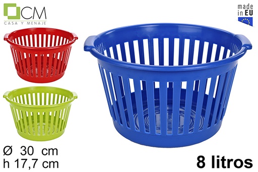 [102907] Cesta plástico rejilla redonda colores surtidos 8 l.