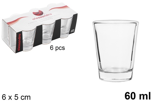 [105815] Pack 6 vaso cristal chupitos damasco 60 ml