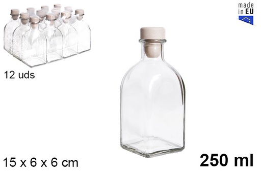 [107537] Flacon en verre a/bouchon en plastique 250ml 