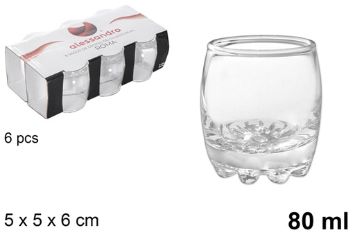 [105539] Pack 6 vasos chupito cristal Roma 80 ml