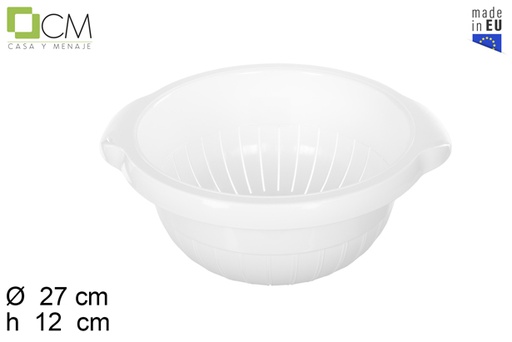 [107508] White plastic vegetable colander 27 cm