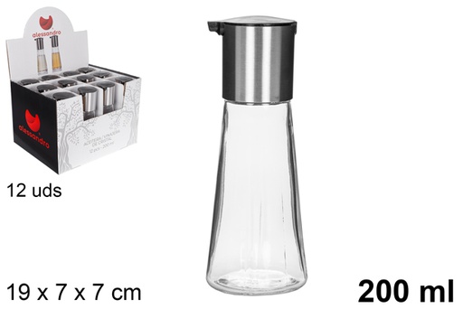 [105841] Glass cruet with stainless steel stopper 200 ml