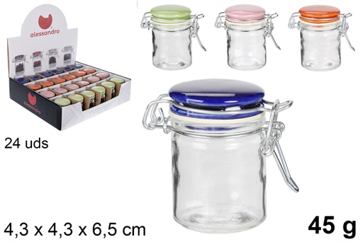 [104149] Round glass spice jar ceramic lid 45 gr.