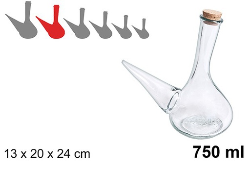 [107431] Porrón cristal rustico tapón corcho 3/4 l.