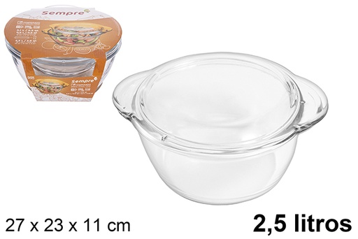 [203648] Plat rond en verre avec couvercle 2,5 l.