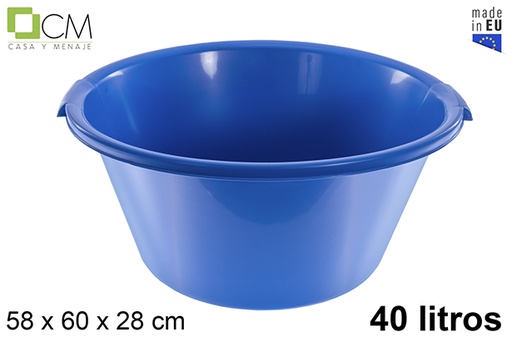 [102829] Bassine en plastique bleu extra fort 40 l.