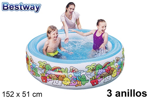 [203876] Piscina inflável 3 anéis fundo marinho 152 cm