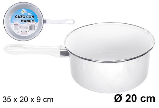 [107663] Casserole blanche avec manche 20 cm