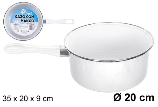 [107663] White saucepan with handle 20 cm