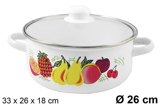 [107668] Decorated pot with glass lid 26 cm