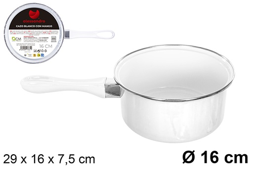 [107661] Casserole blanche avec manche 16 cm