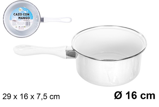 [107661] White saucepan with handle 16 cm