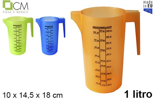[102888] Plastic measuring jug for water assorted colors 1 l.