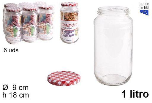 [107100] Round glass jar with vichy lid 1 l.