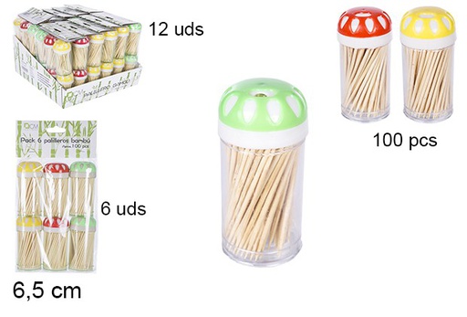 [105310] Pack 6 stuzzicadenti di bambù 100 pezzi