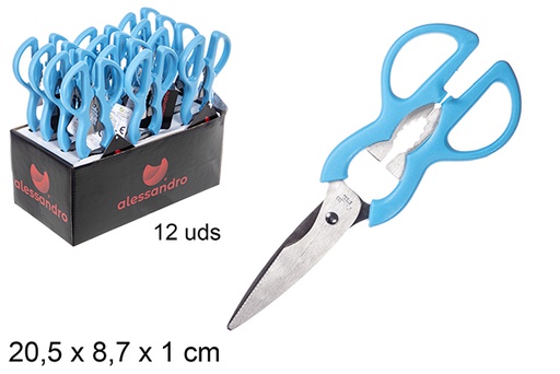 [107220] Kitchen scissors blue handle 20,5 cm