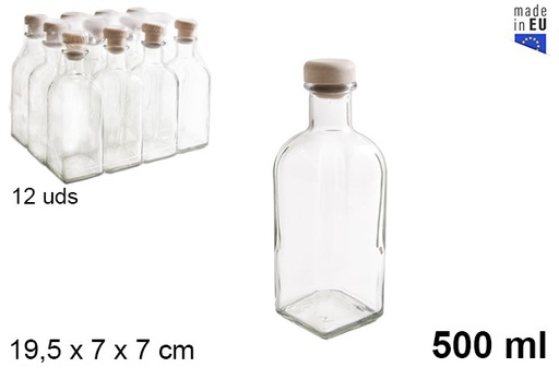 [107657] Frasco de vidro com tampa de plástico 500 ml