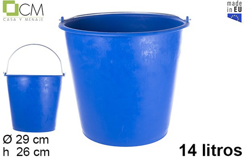 [103051] Blue polyethylene bucket with iron handle 14 l.