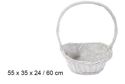 [107519] Cesta navideña blanca forrada 60 cm