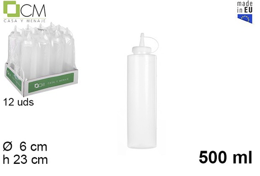 [102770] Transparent plastic sauce bottle with lid 500 ml