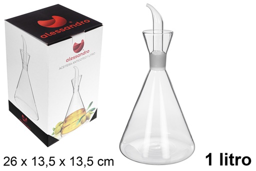 [107633] Huilier verre avec bouchon anti-goutte 1 l.