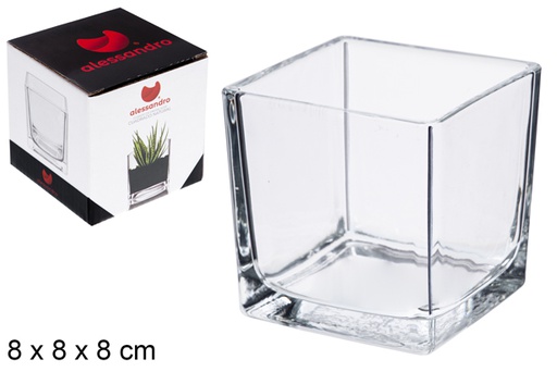 [107683] Natural squared glass vase 8 cm