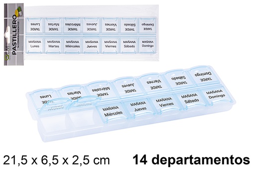 [107812] Caixa de comprimidos de plástico com 14 compartimentos