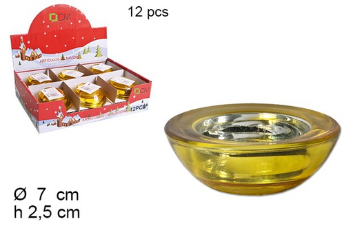 [107534] Glass gold candle holder 7 cm  
