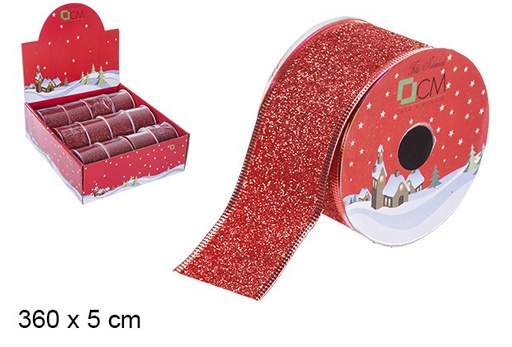 [107618] Fita de Natal com glitter vermelho 360x5 cm