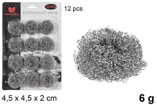 [107701] Pack 12 estropajos inoxidables 6 gr.