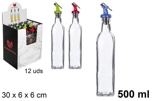 [107970] Galheteiro quadrado vidro con rolha anti gotejamen  500 ml