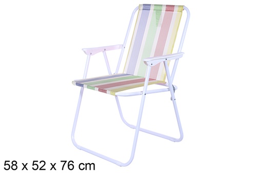 [108625] Chaise de plage pliante Fibreline à rayures colorées 58x52 cm